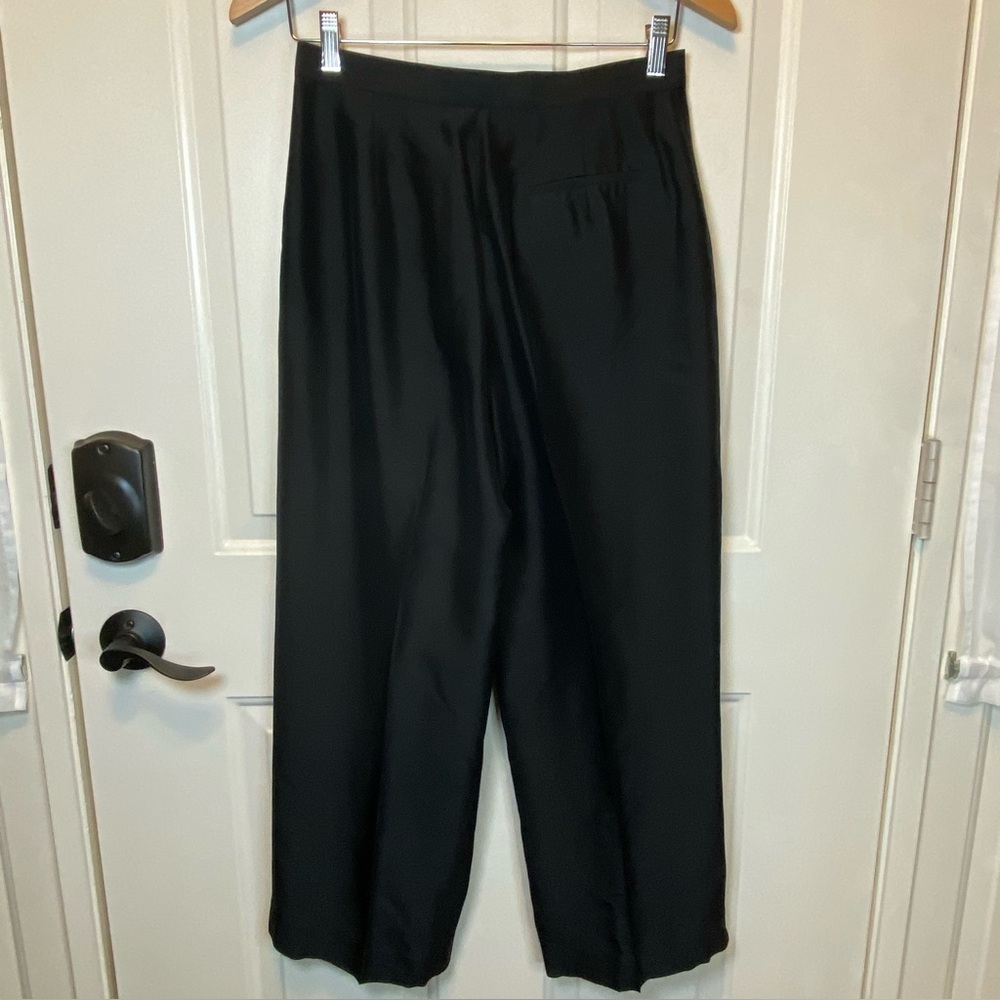 Ralph Lauren Silk Sz 8 Women’s Fully Lined Trousers Black Cropped Luxury Pretty!